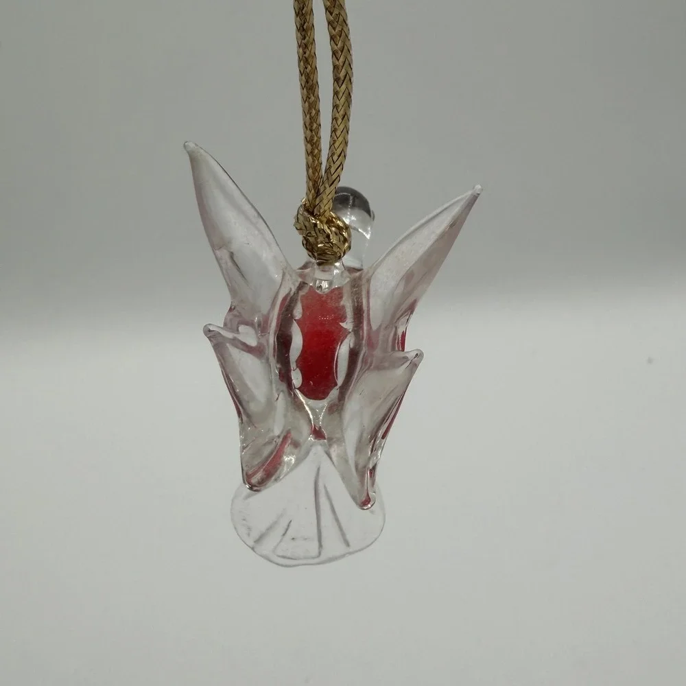 Vintage Glass Hummingbird Ornament Red Breast‎ Gold Beak Hanging Decor